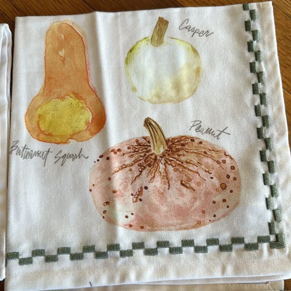 Anthropologie Types of Pumpkins Napkins, Set of 4